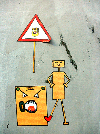Street-Art: Vorsicht bissige Waschmaschine