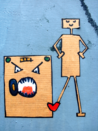 Street-Art: Bissige Waschmaschine
