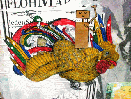 Street-Art: Phönix-Reiter am Streetart-Pinboard