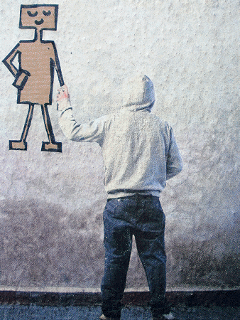 Street-Art: Streetartist mit Street-People